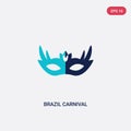 Two color brazil carnival mask vector icon from culture concept. isolated blue brazil carnival mask vector sign symbol can be use