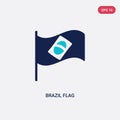 Two color brazil flag vector icon from culture concept. isolated blue brazil flag vector sign symbol can be use for web, mobile