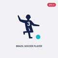 Two color brazil soccer player vector icon from culture concept. isolated blue brazil soccer player vector sign symbol can be use