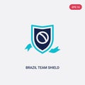 Two color brazil team shield vector icon from culture concept. isolated blue brazil team shield vector sign symbol can be use for