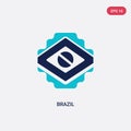 Two color brazil vector icon from brazilia concept. isolated blue brazil vector sign symbol can be use for web, mobile and logo.