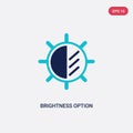 Two color brightness option vector icon from electronic stuff fill concept. isolated blue brightness option vector sign symbol can