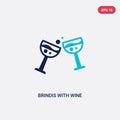 Two color brindis with wine glasses vector icon from drinks concept. isolated blue brindis with wine glasses vector sign symbol Royalty Free Stock Photo