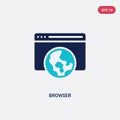 Two color browser vector icon from blogger and influencer concept. isolated blue browser vector sign symbol can be use for web,