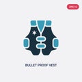 Two color bullet proof vest vector icon from security concept. isolated blue bullet proof vest vector sign symbol can be use for Royalty Free Stock Photo