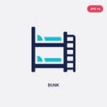 Two color bunk vector icon from hotel concept. isolated blue bunk vector sign symbol can be use for web, mobile and logo. eps 10
