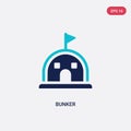 Two color bunker vector icon from army concept. isolated blue bunker vector sign symbol can be use for web, mobile and logo. eps