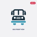 Two color bus front view vector icon from mechanicons concept. isolated blue bus front view vector sign symbol can be use for web Royalty Free Stock Photo