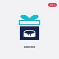 Two color cake box vector icon from bistro and restaurant concept. isolated blue cake box vector sign symbol can be use for web, Royalty Free Stock Photo