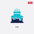 Two color cake vector icon from brazilia concept. isolated blue cake vector sign symbol can be use for web, mobile and logo. eps Royalty Free Stock Photo