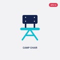 Two color camp chair vector icon from camping concept. isolated blue camp chair vector sign symbol can be use for web, mobile and Royalty Free Stock Photo