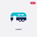 Two color camper vector icon from camping concept. isolated blue camper vector sign symbol can be use for web, mobile and logo.