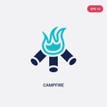 Two color campfire vector icon from camping concept. isolated blue campfire vector sign symbol can be use for web, mobile and logo Royalty Free Stock Photo