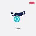 Two color canon vector icon from army concept. isolated blue canon vector sign symbol can be use for web, mobile and logo. eps 10