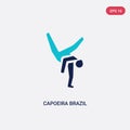 Two color capoeira brazil dancers vector icon from culture concept. isolated blue capoeira brazil dancers vector sign symbol can