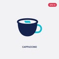 Two color cappuccino vector icon from drinks concept. isolated blue cappuccino vector sign symbol can be use for web, mobile and