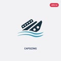 Two color capsizing vector icon from nautical concept. isolated blue capsizing vector sign symbol can be use for web, mobile and