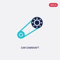 Two color car camshaft vector icon from car parts concept. isolated blue car camshaft vector sign symbol can be use for web, Royalty Free Stock Photo