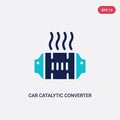 Two color car catalytic converter vector icon from car parts concept. isolated blue car catalytic converter vector sign symbol can