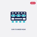 Two color car cylinder head vector icon from car parts concept. isolated blue car cylinder head vector sign symbol can be use for Royalty Free Stock Photo