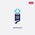 Two color car exhaust vector icon from car parts concept. isolated blue car exhaust vector sign symbol can be use for web, mobile