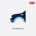 Two color car fender us, canadian vector icon from car parts concept. isolated blue car fender us, canadian vector sign symbol