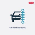 Two color car front view beside a traffic meter vector icon from mechanicons concept. isolated blue car front view beside a Royalty Free Stock Photo