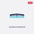 Two color car grille or radiator grille vector icon from car parts concept. isolated blue car grille or radiator vector sign