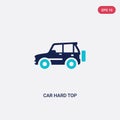 Two color car hard top vector icon from car parts concept. isolated blue car hard top vector sign symbol can be use for web,