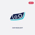 Two color car headlight vector icon from car parts concept. isolated blue car headlight vector sign symbol can be use for web, Royalty Free Stock Photo