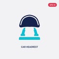Two color car headrest vector icon from car parts concept. isolated blue car headrest vector sign symbol can be use for web,