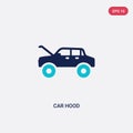 Two color car hood vector icon from car parts concept. isolated blue car hood vector sign symbol can be use for web, mobile and Royalty Free Stock Photo