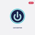 Two color car ignition vector icon from car parts concept. isolated blue car ignition vector sign symbol can be use for web, Royalty Free Stock Photo
