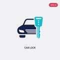 Two color car lock vector icon from car parts concept. isolated blue car lock vector sign symbol can be use for web, mobile and Royalty Free Stock Photo