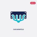 Two color car manifold vector icon from car parts concept. isolated blue car manifold vector sign symbol can be use for web, Royalty Free Stock Photo