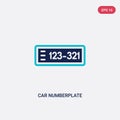 Two color car numberplate vector icon from car parts concept. isolated blue car numberplate vector sign symbol can be use for web Royalty Free Stock Photo