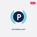 Two color car parking light vector icon from car parts concept. isolated blue car parking light vector sign symbol can be use for Royalty Free Stock Photo