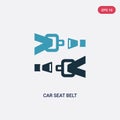 Two color car seat belt vector icon from mechanicons concept. isolated blue car seat belt vector sign symbol can be use for web, Royalty Free Stock Photo