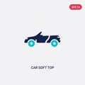 Two color car soft top vector icon from car parts concept. isolated blue car soft top vector sign symbol can be use for web, Royalty Free Stock Photo