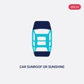 Two color car sunroof or sunshine roof vector icon from car parts concept. isolated blue car sunroof or sunshine roof vector sign