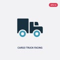Two color cargo truck facing left vector icon from mechanicons concept. isolated blue cargo truck facing left vector sign symbol Royalty Free Stock Photo