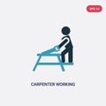 Two color carpenter working vector icon from people concept. isolated blue carpenter working vector sign symbol can be use for web Royalty Free Stock Photo