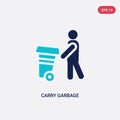 Two color carry garbage vector icon from behavior concept. isolated blue carry garbage vector sign symbol can be use for web,