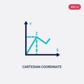 Two color cartesian coordinate system vector icon from education concept. isolated blue cartesian coordinate system vector sign