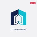 Two color cctv headquarters vector icon from asian concept. isolated blue cctv headquarters vector sign symbol can be use for web