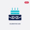 Two color celebration cake vector icon from food concept. isolated blue celebration cake vector sign symbol can be use for web, Royalty Free Stock Photo