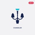 Two color chandelier vector icon from furniture concept. isolated blue chandelier vector sign symbol can be use for web, mobile