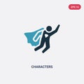 Two color characters vector icon from shapes concept. isolated blue characters vector sign symbol can be use for web, mobile and