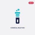 Two color chemical reaction vector icon from chemistry concept. isolated blue chemical reaction vector sign symbol can be use for
