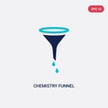 Two color chemistry funnel vector icon from education concept. isolated blue chemistry funnel vector sign symbol can be use for